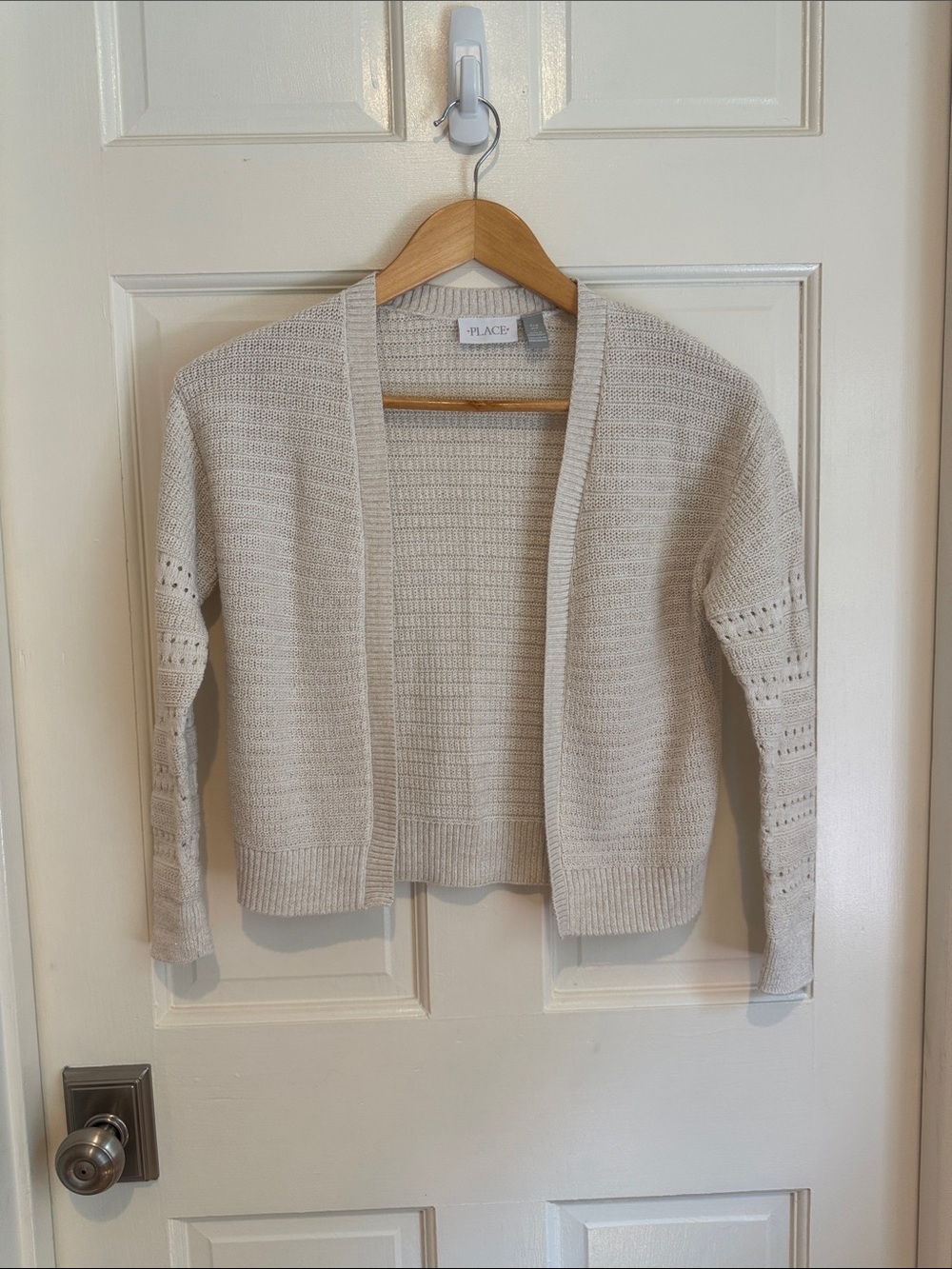 Girls children’s place Cream Open-Front Knit Cardigan Sweater size 7/8